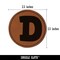 Letter D Uppercase Fun Bold Font Round Iron-On Engraved Faux Leather Patch Applique - 2.5"